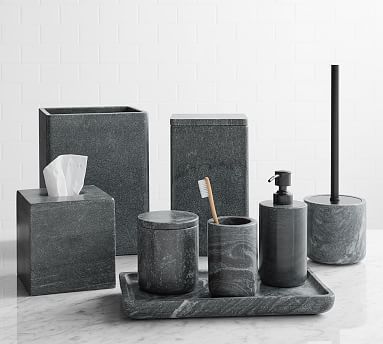 Black Handcrafted Marble Bathroom Accessories | Pottery Barn (US)