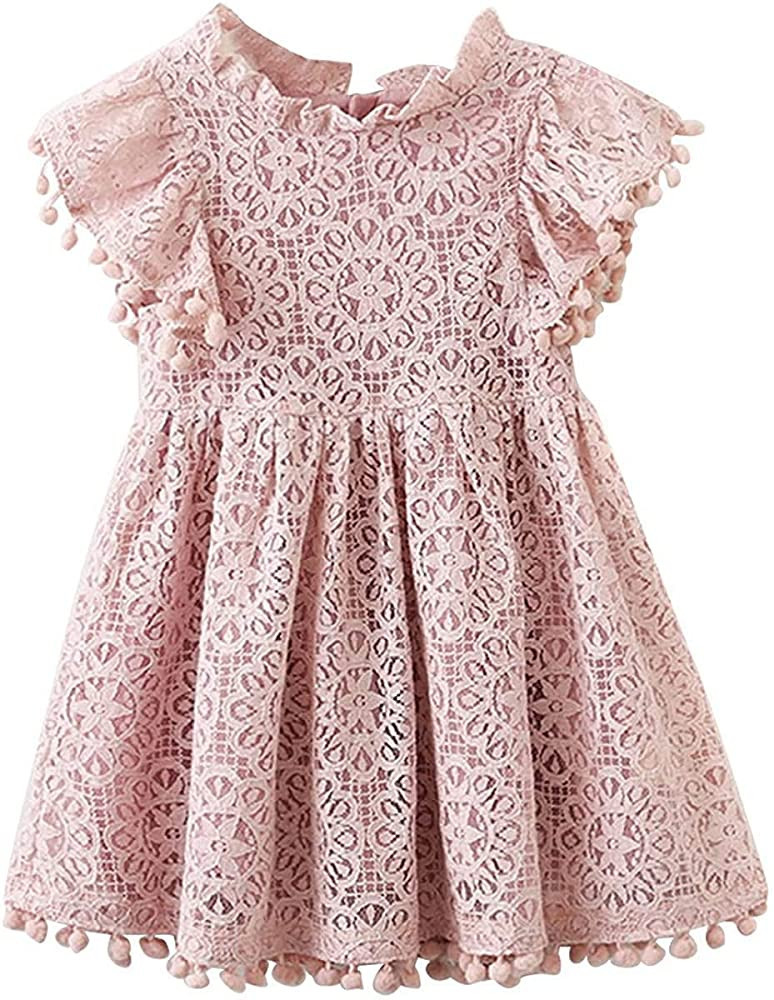 2Bunnies Girl Vintage Lace Pom Pom Trim Birthday Party Dress | Amazon (US)