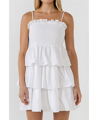 Women's Spaghetti Smocked Tiered Mini Dress | Macy's