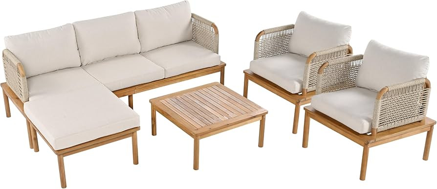 Christopher Knight Home Coby 5-Piece Acacia Wood Patio Furniture Set, Outdoor Conversation Sofa S... | Amazon (US)