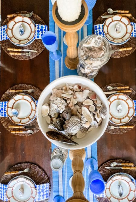 It has been SO hot here in Colorado lately I decided to create a casual coastal tablescape in our dining room instead of outside and I love how it turned out!🐚

I kept it simple by using:
*melamine plates 
*paper napkins
*seashells from our trips
*soothing colors
*faux bamboo silverware

And a few other fun touches! I shared all about it over on the blog (see my stories!) along with the gals from the Cozy Creative Collab who also shared coastal ideas🐚
@ourtiny_nest 
@eleanorrosehome 
@mornings_on_macedonia 
And this month’s guest @cottage_on_bunker_hill 

#coastaldecor #coastalhomestyle #coastaltable #coastalvibes #blueandwhite #seashellcenterpiece #melamine #melamineplates #fauxbamboo #tablesetting #casualcoastal 





#LTKhome #LTKFind #LTKunder50