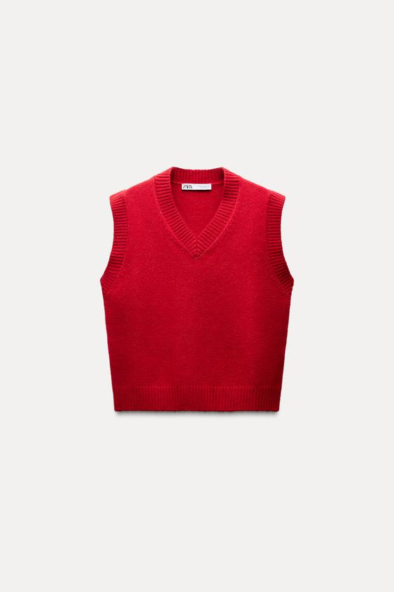 PLAIN KNIT SWEATER VEST | Zara US