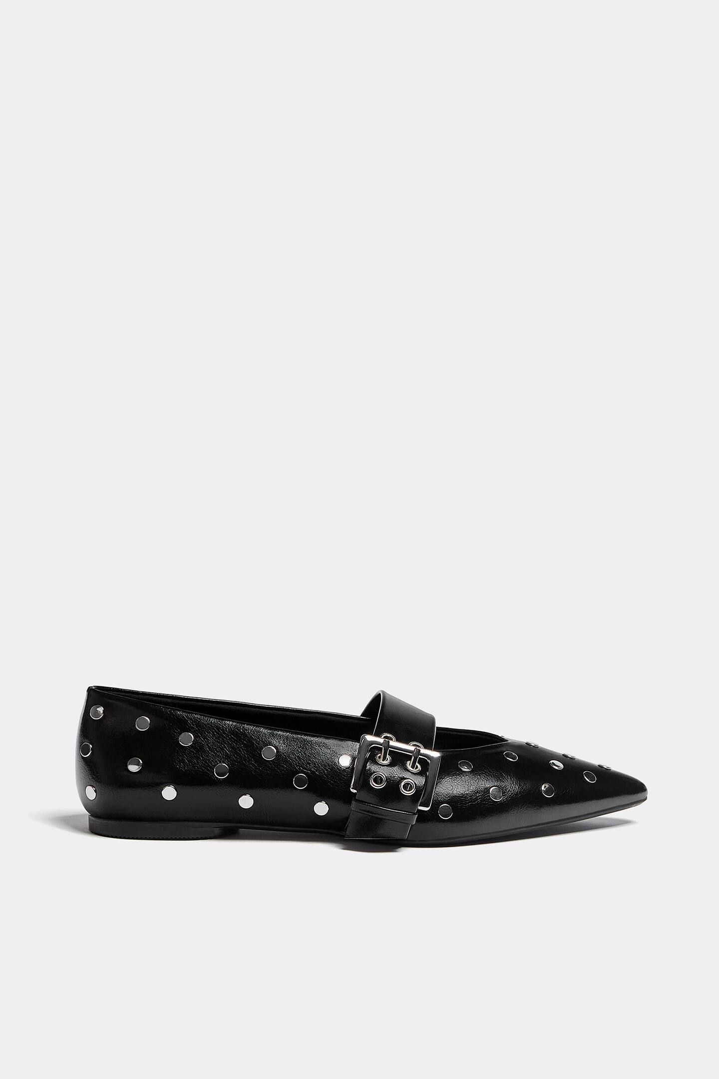 Ballet flats with studs and buckle detail | PULL and BEAR UK