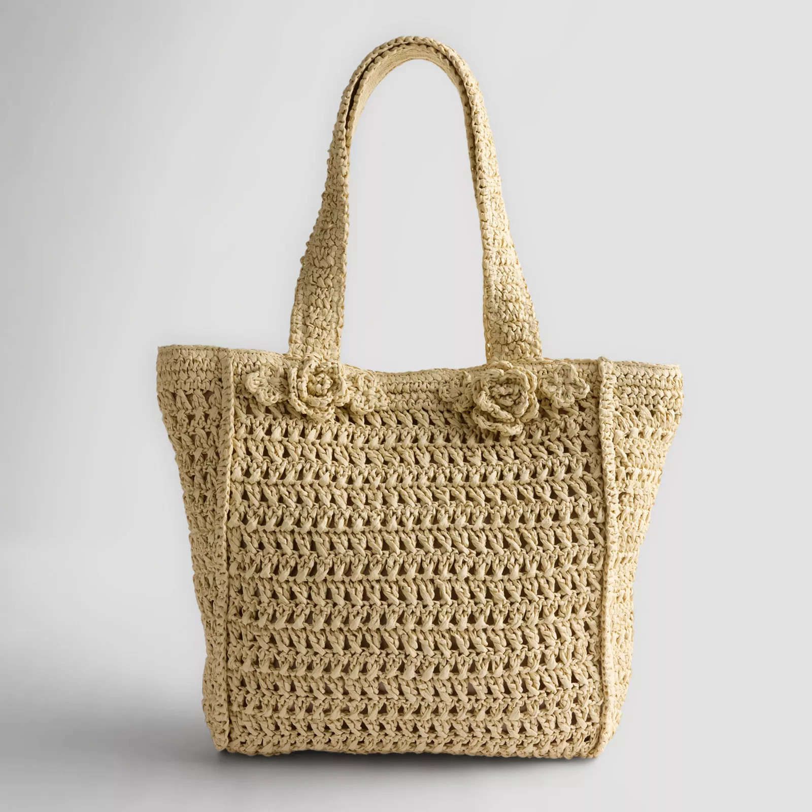 LC Lauren Conrad Sylvie 3D Flower Tote Bag, Light Natural Brown | Kohl's
