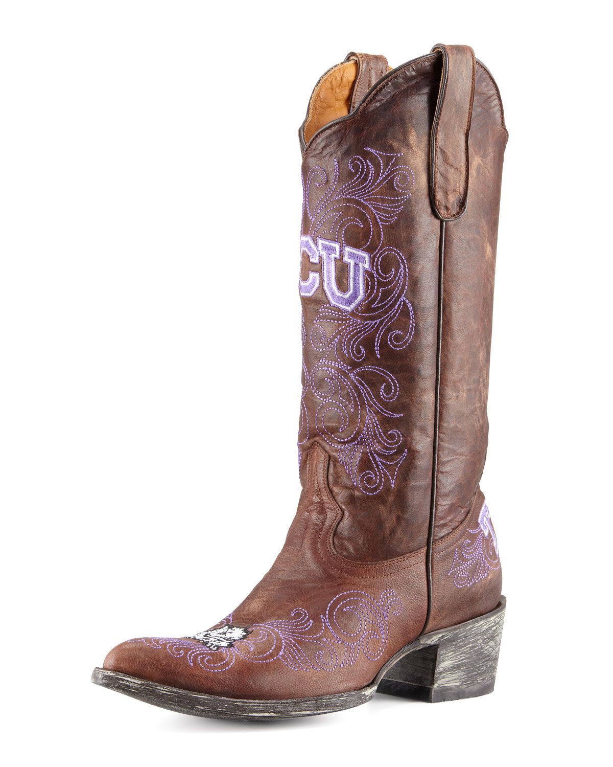 TCU Tall Gameday Boots, Brass - Gameday Boot Company - Brass (35.0B/5.0B) | Neiman Marcus