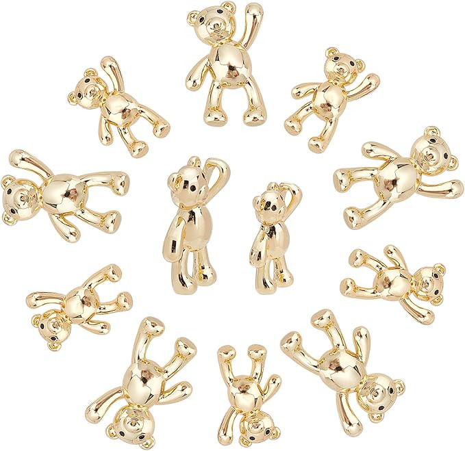 arricraft 12 Pcs Teddy Bear Pendants, Real 18K Gold Plated Bear Charms, Brass Bear Pendants for J... | Amazon (US)
