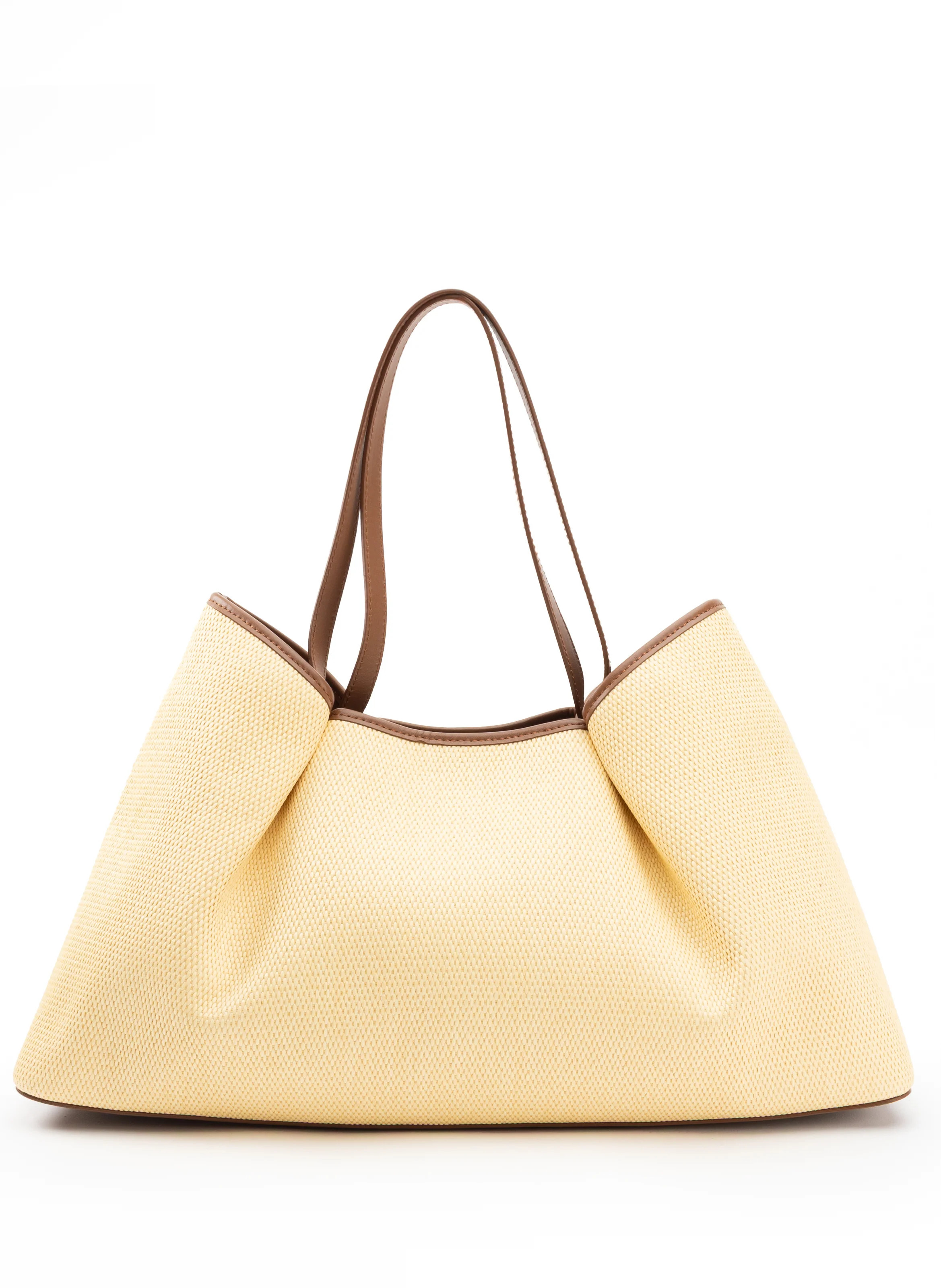 Dimple Tote Raffia Natural/Cognac - Trendy Work Bags - Elleme | Elleme