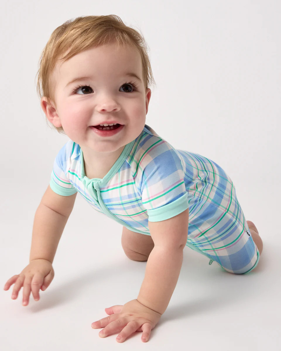 Springtime Plaid Shorty Zippy | Little Sleepies