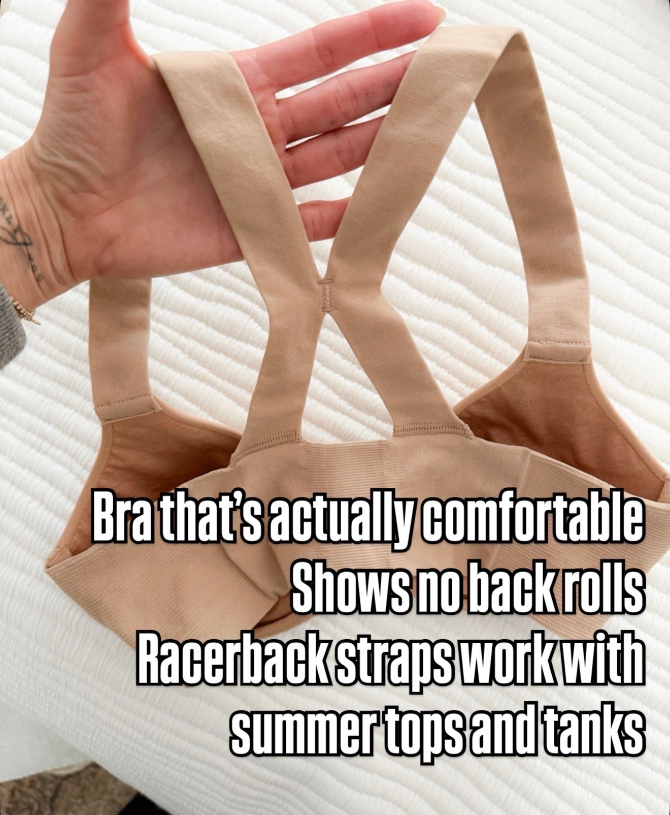 This is the bra I reach for all summer long. It is comfortable enough to wear all day, lays smooth under tanks and tees, and the racerback straps work perfectly with all of those summer tops that make a regular bra impossible. Bonus, it does not create back bulges or dig in.

Wireless bra, Racerback bra, Comfortable bra, Everyday essentials, Summer basics, Seamless bra, Tank top friendly, Closet staple, Everyday comfort, Wardrobe essentials, Supportive bra, annabrstyle

#LTKOver40 #LTKootd #LTKmomlife