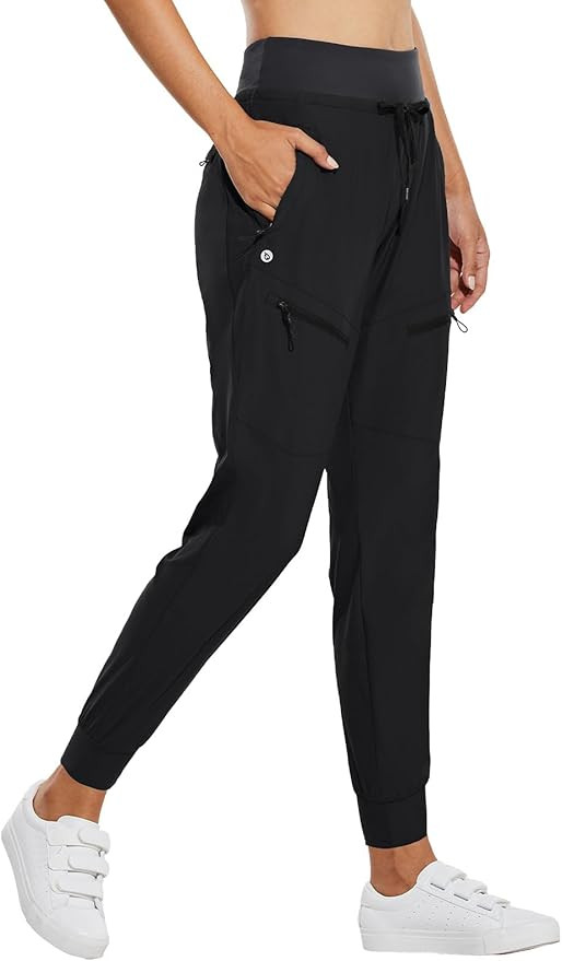 baleaf Women's Joggers Lightweight Hiking Pants High Waist 5 Zipper Pockets Quick Dry Travel Athl... | Amazon (US)