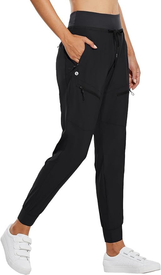 BALEAF Women's Joggers Lightweight Hiking Pants High Waist 5 Zipper Pockets Quick Dry Travel Athl... | Amazon (US)