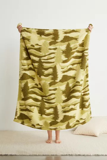 Printed Sherpa Throw Blanket | Urban Outfitters (US and RoW)
