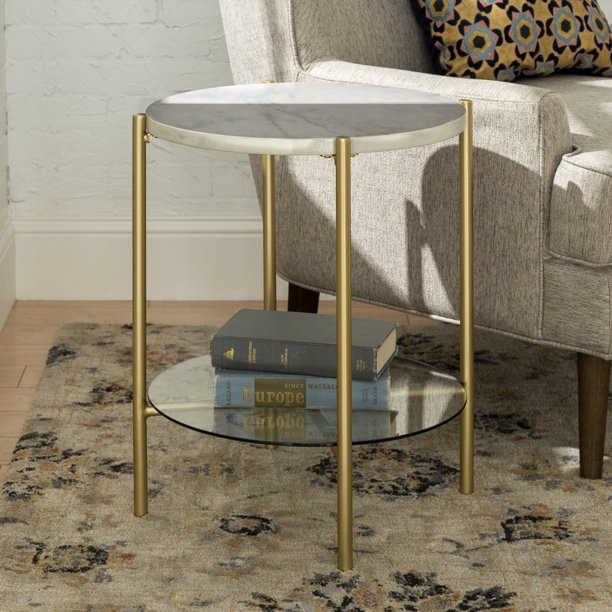 Bellamy Studios Lola Faux White Marble End Table - Walmart.com | Walmart (US)