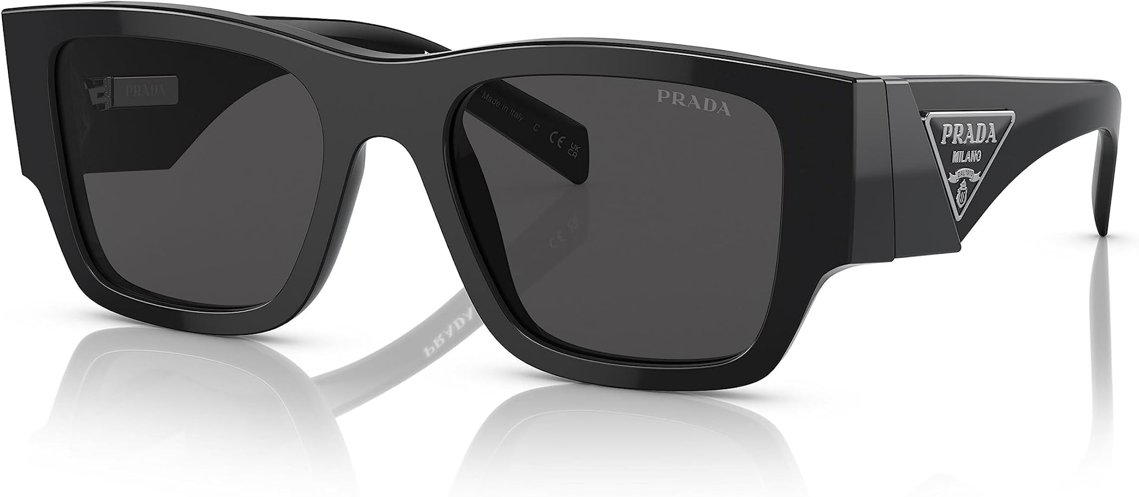 Prada PR 10ZS 1AB5S0 Black Plastic Pillow Sunglasses Grey Lens | Amazon (US)
