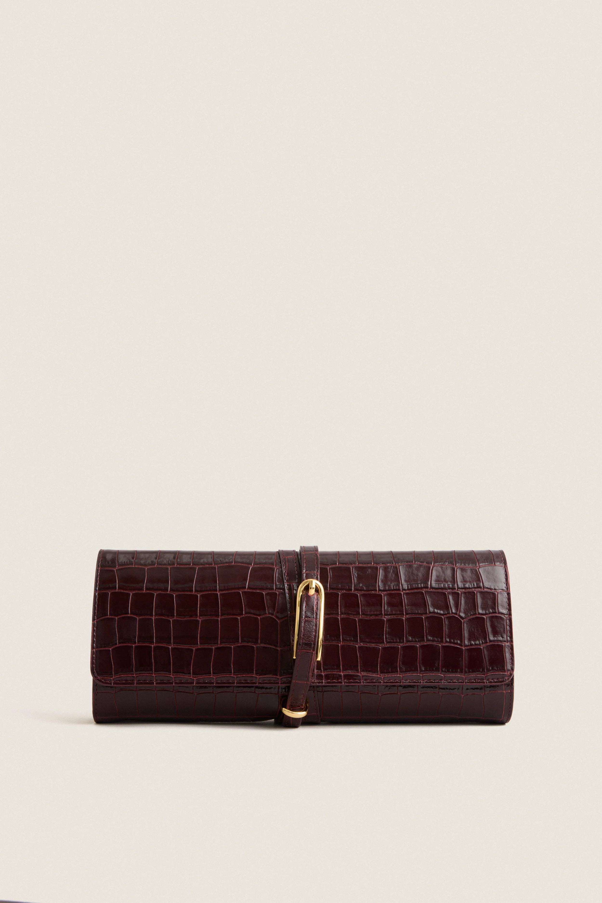 Burgundy Croc Embossed Belted Clutch | Tuckernuck (US)