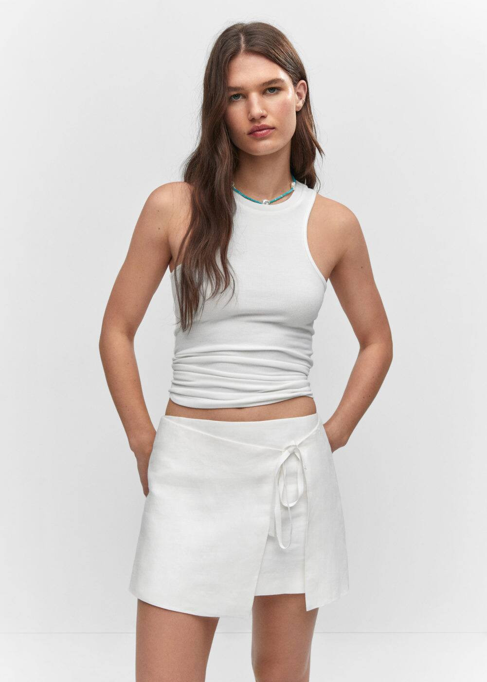 Linen-blend wrap skirt | MANGO (US)