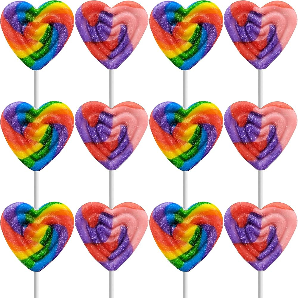 Pink Swirl Lollipop Heart Design, Party Bag Fillers, Individually Wrapped (12-Pack) | Amazon (US)