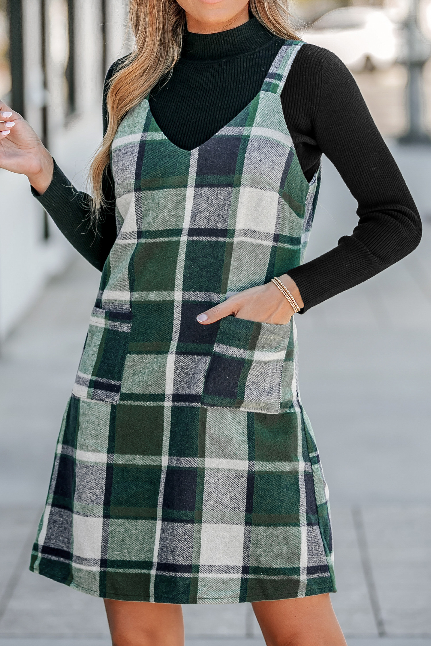 Plaid V-Neck Pockets Mini DressNew | Cupshe US