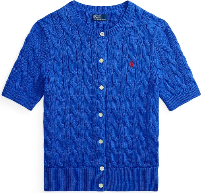 Short Sleeve Cable Stitch Cardigan | Nordstrom