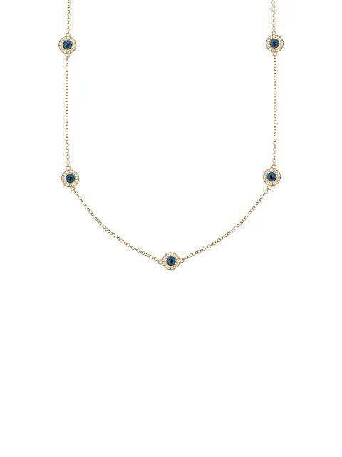 Be Happy 18K Goldplated & Pavé Evil Eye Protection Necklace | Saks Fifth Avenue