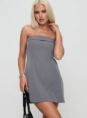 Kaladin Strapless Mini Dress Grey | Princess Polly US