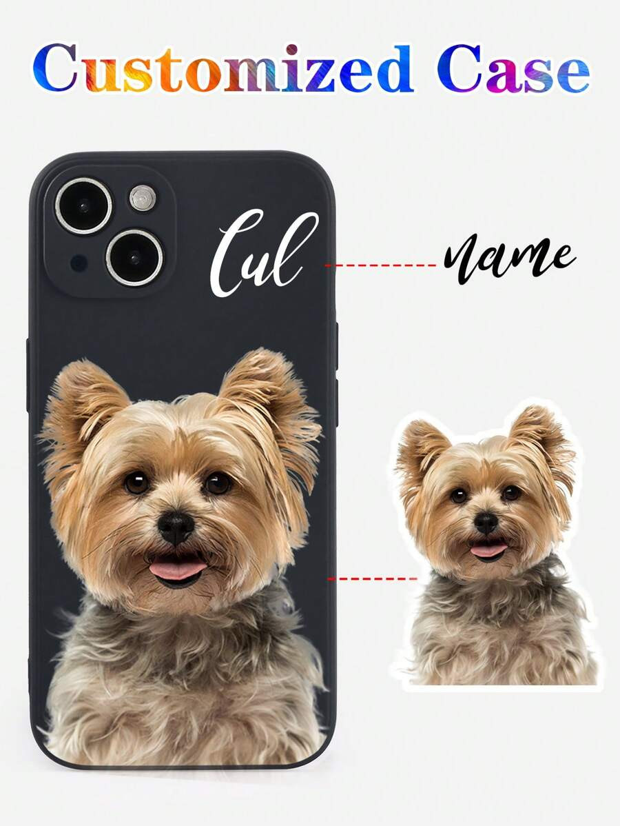 1pc Customized Pet Phone Case, Dog/Cat Name Customized, Apricot Rhein Blue Phone Protective Cover... | SHEIN