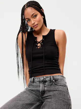 Lace-Up Tank Top | Old Navy (US)