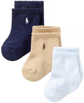 Ralph Lauren Baby Boys Embroidered Logo Crew Socks, Pack of 3 | Macy's