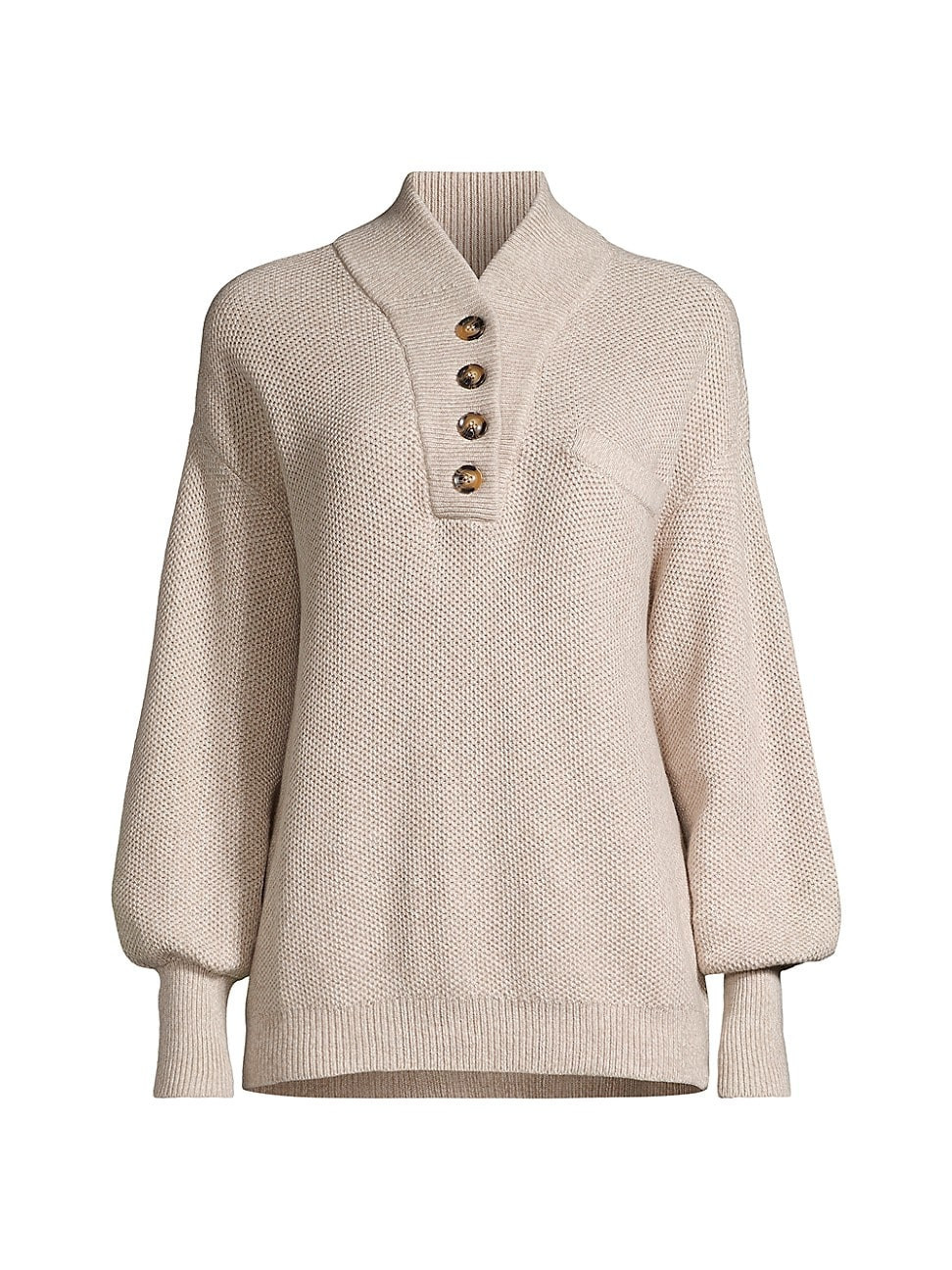 Women's Cottonsilk -Blend Henley Sweater - Oat Marl - Size XS | Saks Fifth Avenue