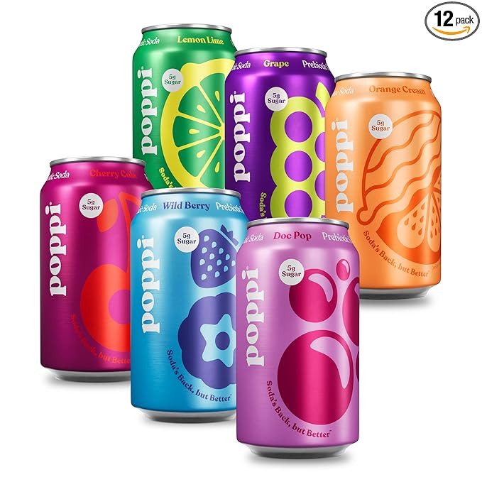 Poppi Sparkling Prebiotic Soda Beverage with Apple Cider Vinegar, Seltzer Water and Fruit Juice, ... | Amazon (US)