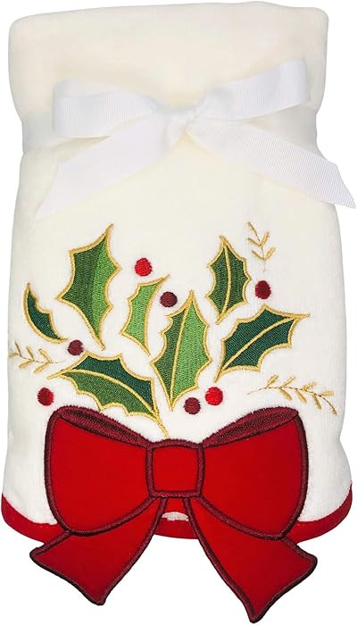 Set of 2 Embroidered Hollly Leaves, Berries & Red Bow Ivory Hand Towels for Christmas Bathroom De... | Amazon (US)