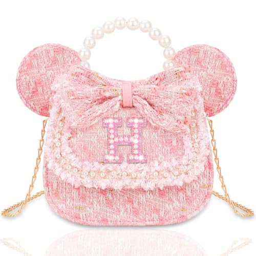 Kejea Kids Purse for Toddler Gifts - Little Girl Princess Wallet Kids Purse Crossbody Bag with Pearl Flowers Cute Handbags Shoulder Initial H | Amazon (US)