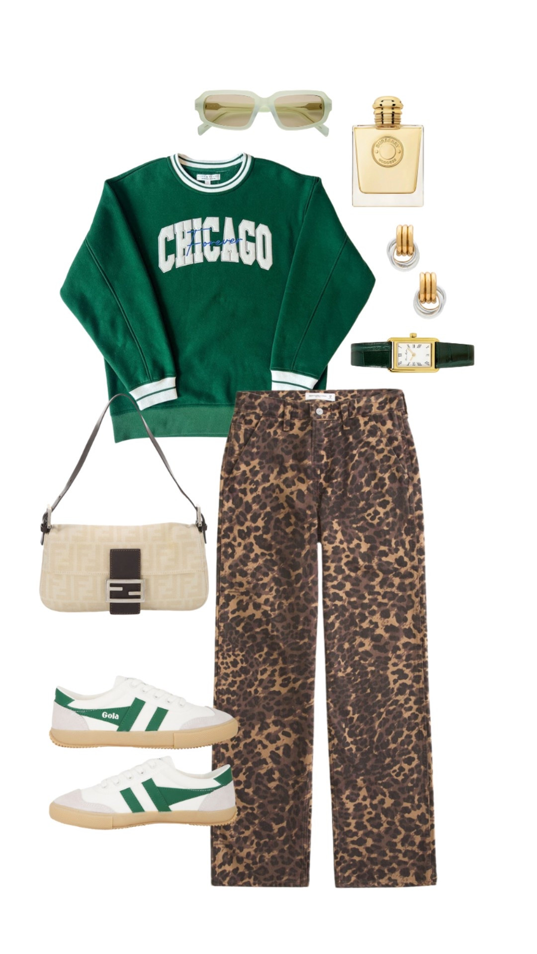 st patrick's day outfit inspo with green chicago crewneck, vintage fendi baguette, and heaven mayhem accessories; girly outfit inspo for st patrick's day 

#stpatricksday #leopardprint #abercrombie #aliceandwonder #gola

#LTKSeasonal #LTKShoeCrush #LTKFindsUnder100