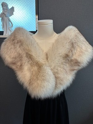 SAGA FOX Japan Superb Quality Genuine Fox Fur Shawl Ivory White | eBay US