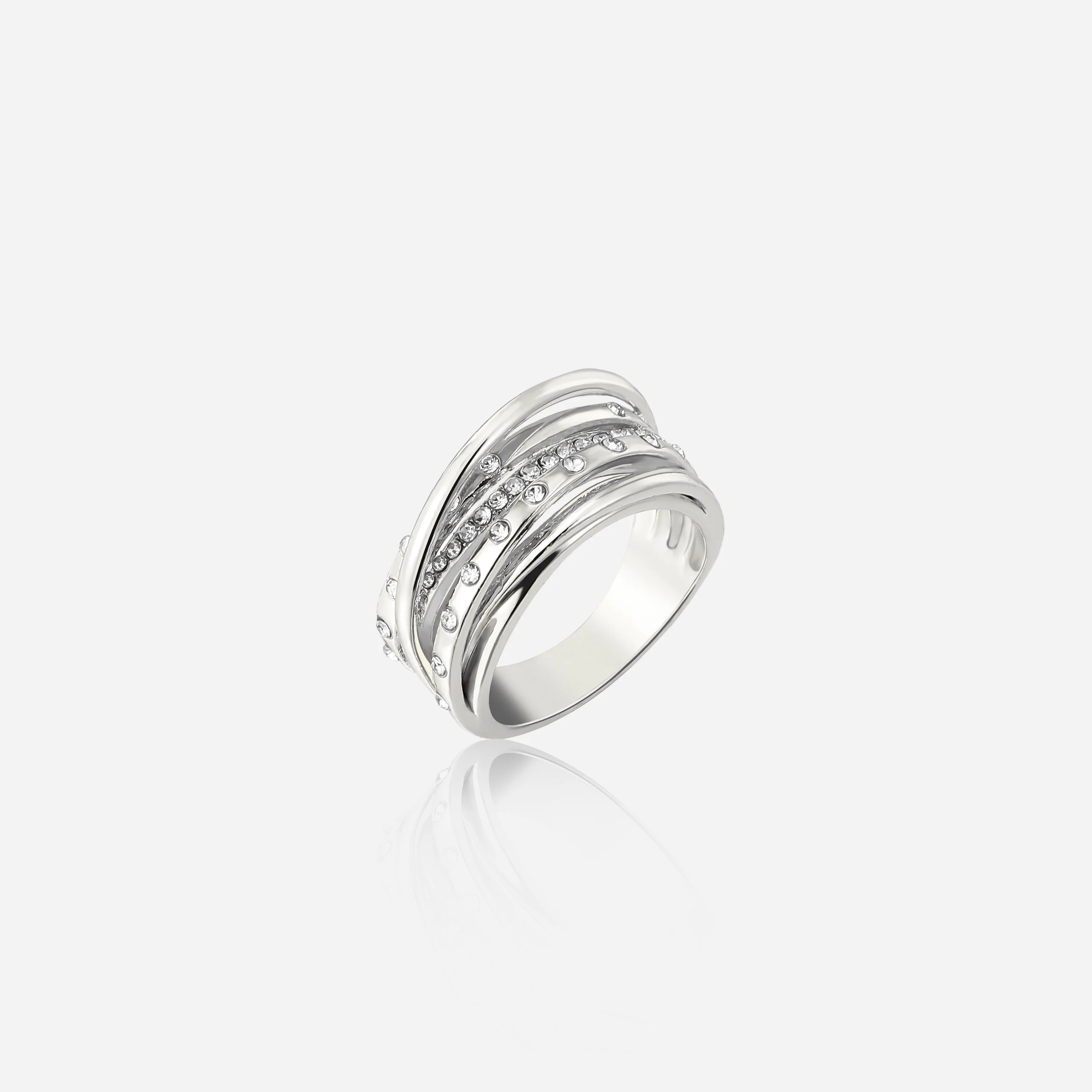 Brennan Silver Crystal Inset Ring | Victoria Emerson
