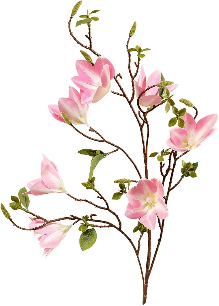 3 Stems Artificial 7 Head Magnolia Flowers Bloom,Real Touch Magnolia Stems for Office Vase Table ... | Amazon (US)