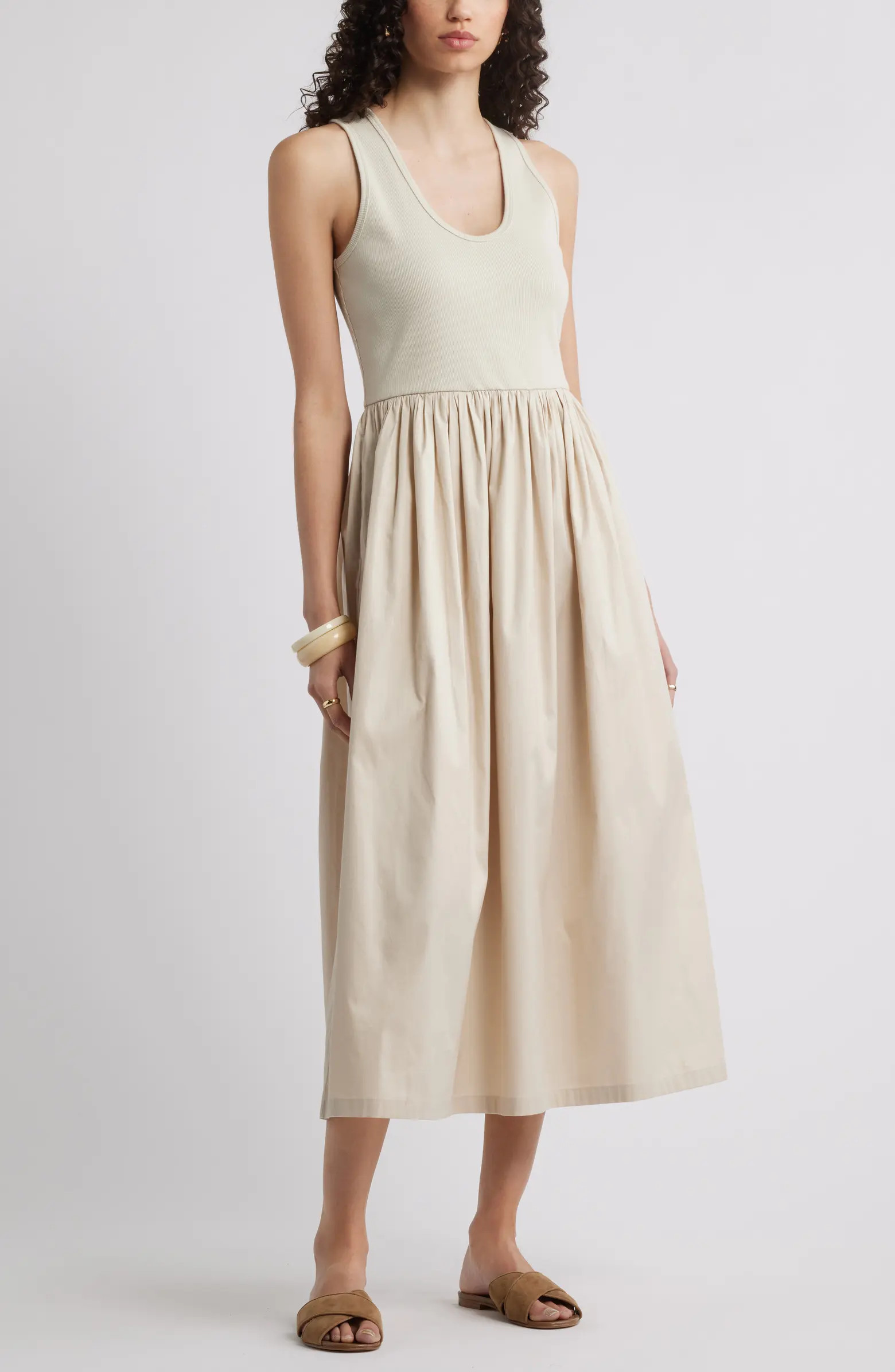 Nordstrom Mixed Media Stretch Cotton Tank Maxi Dress | Nordstrom | Nordstrom