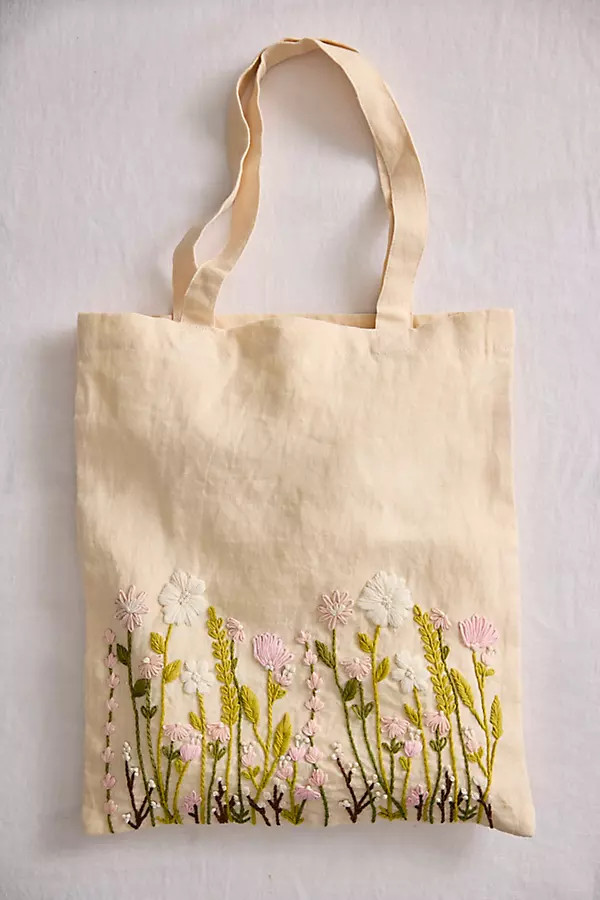 Embroidered Vines Linen Tote | Anthropologie (US)