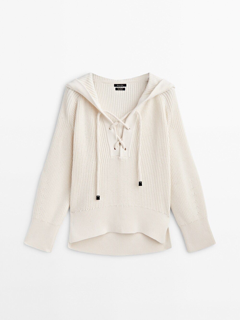 Purl knit sweater with hood and drawstrings | Massimo Dutti (US)