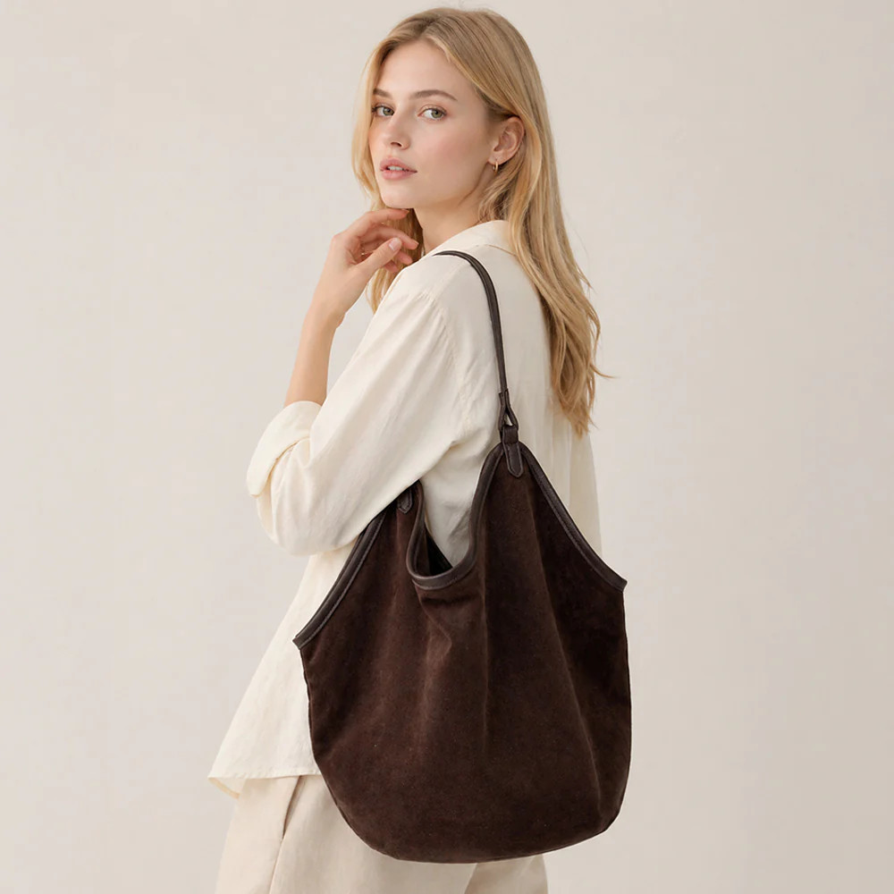 Oversized Faux Suede Slouchy Shoulder Bag | Shop Simon