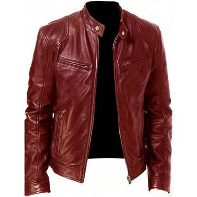Men's Zip Up PU Leather Jacket | SHEIN