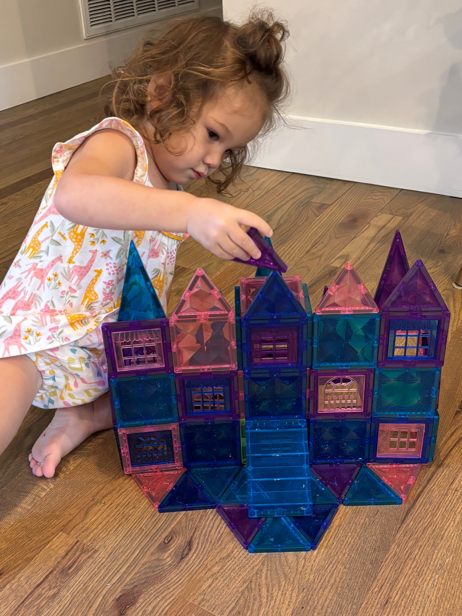 Magnetic tiles are all the rage right now in the toddler world, and for good reason. I’ve tried multiple brands, and they definitely are not all equal. Picasso tiles are the cheaper option, and they truly don’t stick as well as the others. Still fun but not as sturdy. Magna tiles are over priced but you get what you pay for… I went out on a limb and tried this brand little pi that I hadn’t heard of and they are amazing! Cheaper than magna, but just as fun and they are sturdy and hold up structures well. My daughter loves building “Elsa’s” castle.
#magnetictiles #toys # giftideas #playroom #toddler

#LTKKids #LTKFamily #LTKFindsUnder50