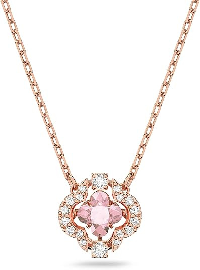 Swarovski Una Women's Clover Pendant Necklace with Pink and White Crystals on a Rose-Gold Tone Fi... | Amazon (US)