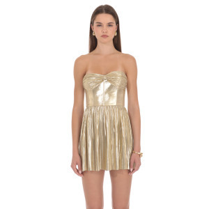 Metallic Strapless Mini Dress in Gold | Lucy in the Sky