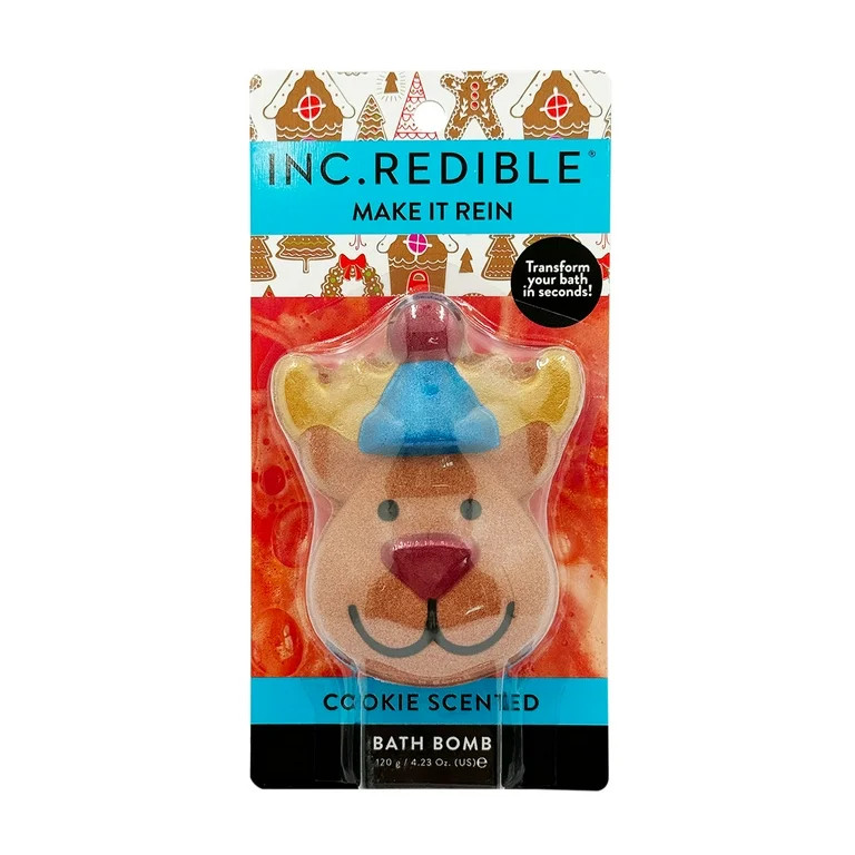 INC.redible Make It Rein Reindeer-Shaped Bath Bomb, Cookie Scented, 120 g | Walmart (US)