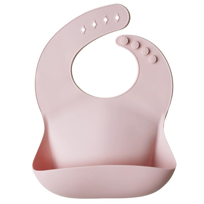mushie Silicone Baby Bib | Adjustable Fit Waterproof Bibs (Blush) | Amazon (US)