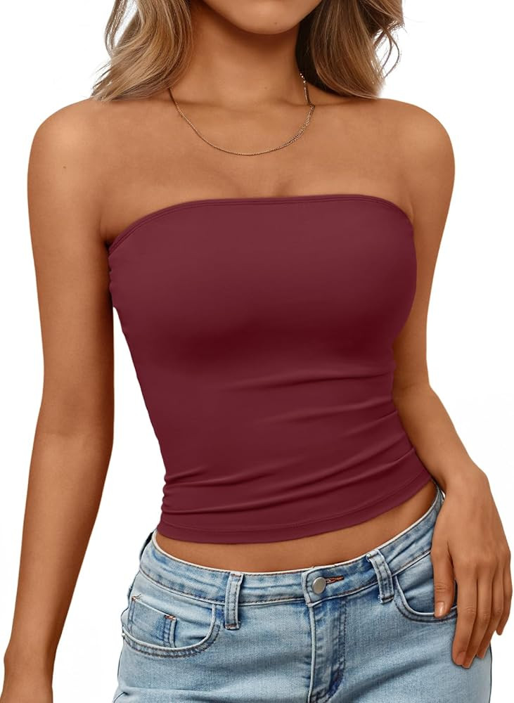 Trendy Queen Women's Strapless Bandeau Crop Top | Amazon (US)