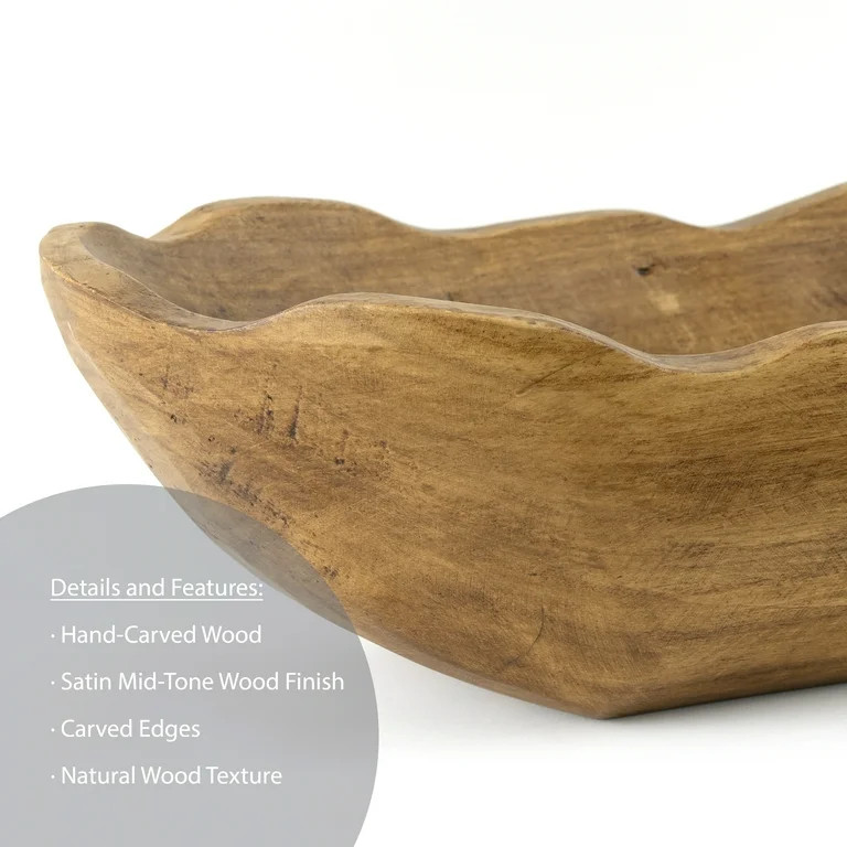 Better Homes & Gardens Indoor Carved Mid-Tone Brown Wood Decorative Dough Bowl - Walmart.com | Walmart (US)