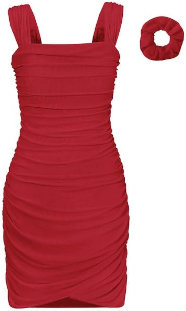 EXARUS Girls Graduation Dress with Built in Bra Teen Dance Formal Ruched Bodycon Mesh Front Wrap ... | Amazon (US)