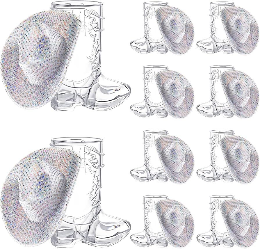20 Pcs Mini Cowgirl Hat Tiny Cowboy Shot Glass Decor Cute Neon Space Cowgirl Hat Boot Shot for Do... | Amazon (US)